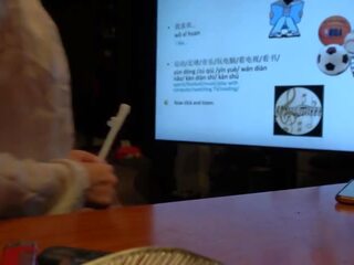 الصينية معلم لديها قذر قصاصة مع طالب خلال خاص فئة (speaking الصينية) بالغ فيلم الأفلام