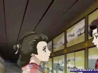 Три японець мультиплікація дівчинки отримує збиті і gangbanged по лисий