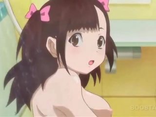 Bathroom anime adult film with innocent teen naked damsel