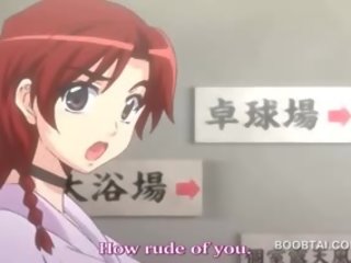 Punapää hentai lumoava hottie antaminen tissi työ sisään anime show